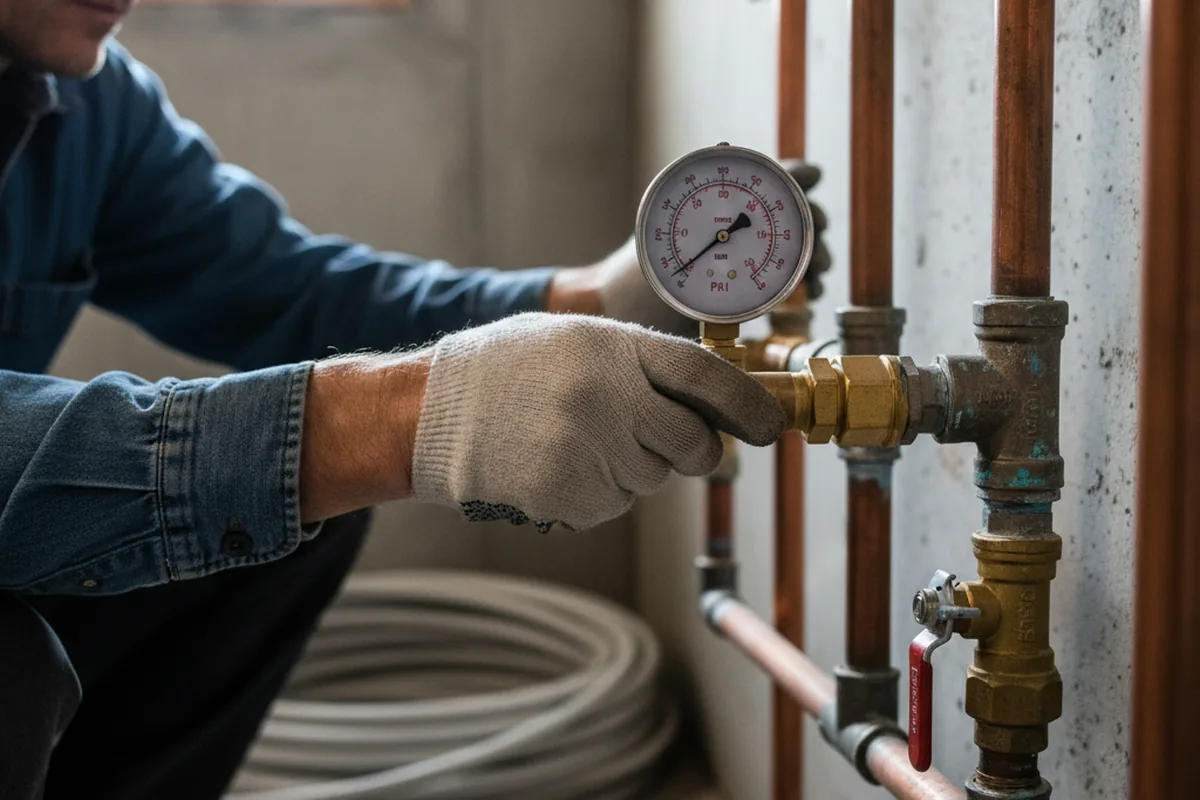 Pressure testing a repaired line during Water Line Repair in Baltic